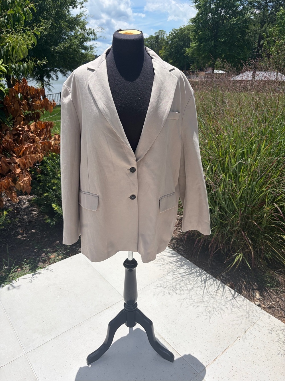 Zara Oversized Beige Blazer Neutral Two Button Jacket Tagged XS